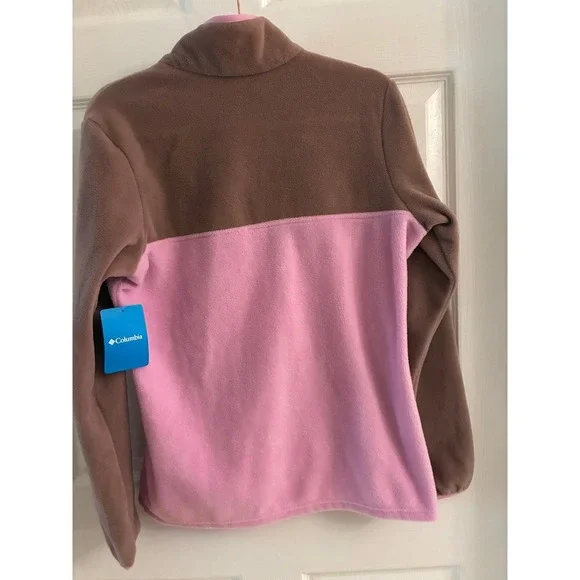 Columbia women's fleece Pink and light brown half snap pullover size Small NWT - Picture 2 of 9